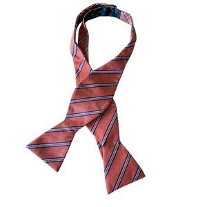 Saddlebred Orange Hobnail Stripe Silk Polyester Mens Self Tie Bowtie Adjustable